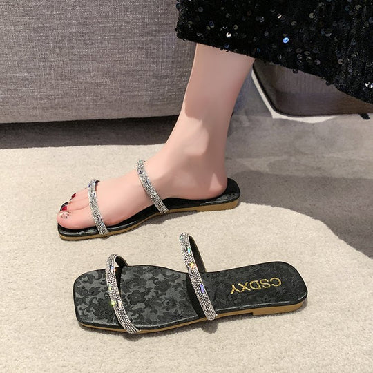 Damen modische Riemensandalen mit funkelnden Akzenten EB