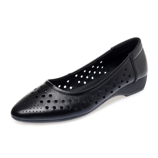Damen Ballerinas mit luftiger Perforation und komfortablem Blockabsatz EB