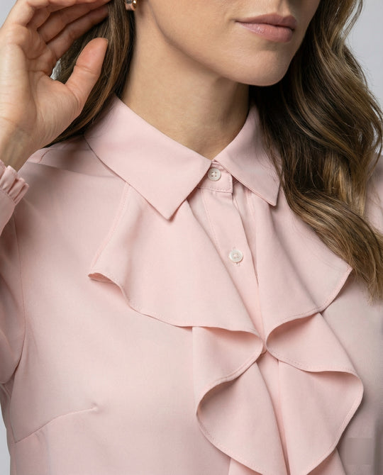 Damen Bluse Mitraffinierten Rüschendetails und Eleganten Ärmeln EB
