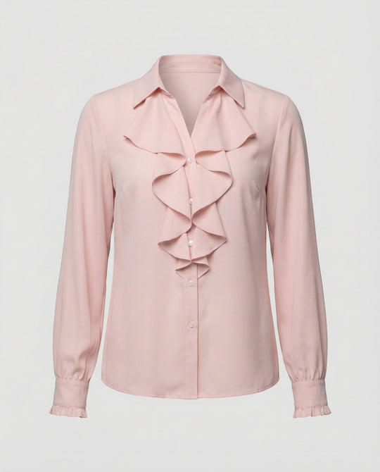 Damen Bluse Mitraffinierten Rüschendetails und Eleganten Ärmeln EB