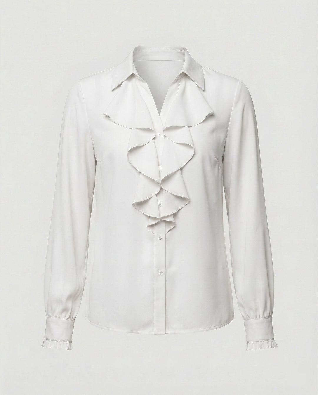 Damen Bluse Mitraffinierten Rüschendetails und Eleganten Ärmeln EB
