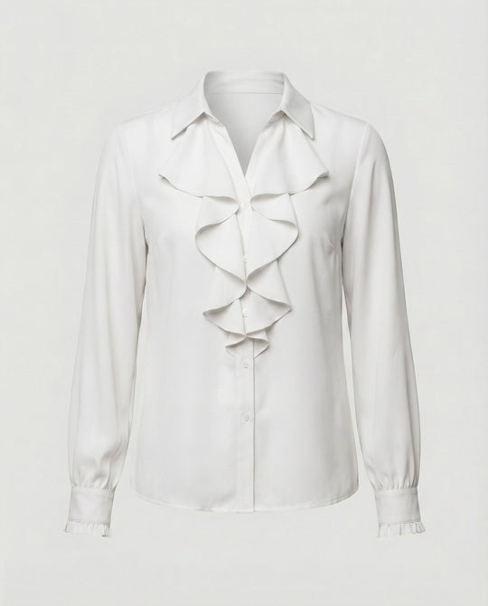Damen Bluse Mitraffinierten Rüschendetails und Eleganten Ärmeln EB