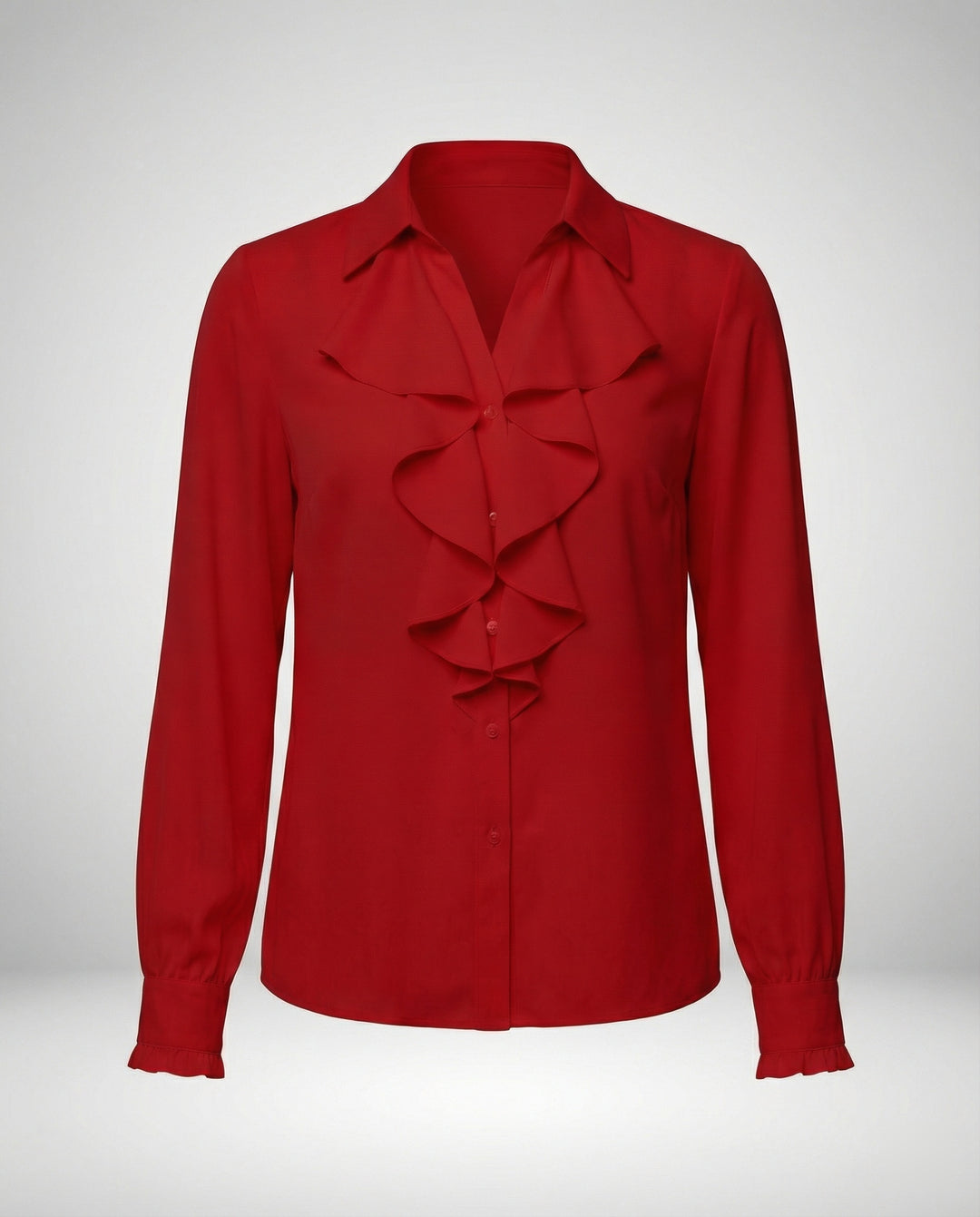 Damen Bluse Mitraffinierten Rüschendetails und Eleganten Ärmeln EB
