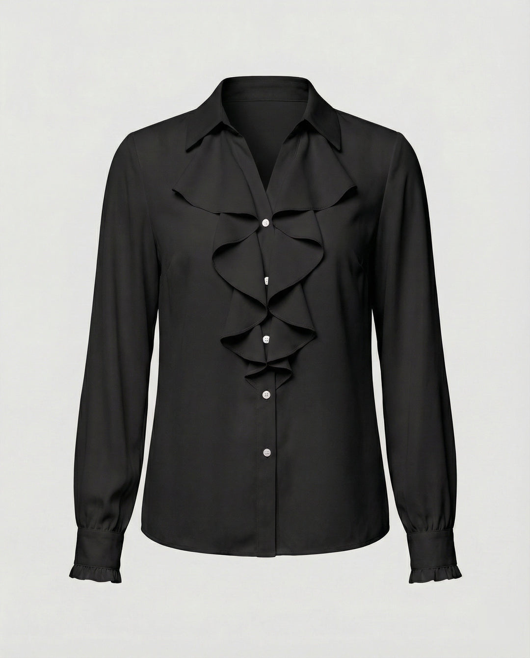 Damen Bluse Mitraffinierten Rüschendetails und Eleganten Ärmeln EB