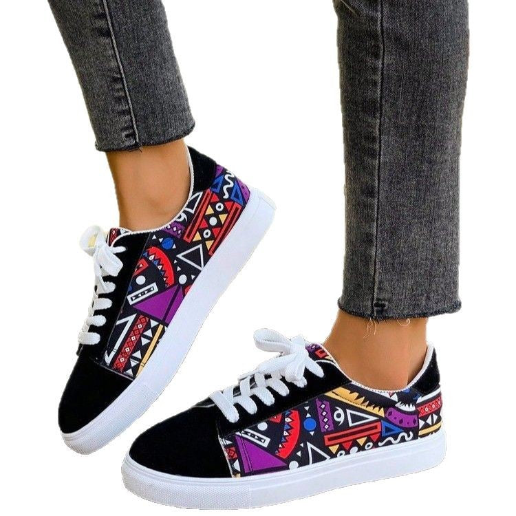 Damen modische Sneakers mit buntem Ethno-Muster EB