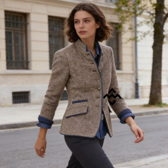 Damen nan klassische Trachtenjacke mit Stehkragen und dekorativen Zierknöpfen EB