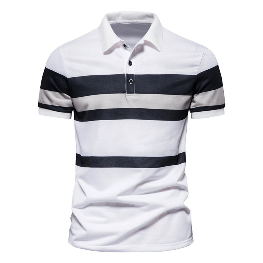 Herren Poloshirt mit modernem Streifenmuster und atmungsaktiver Baumwolle EB