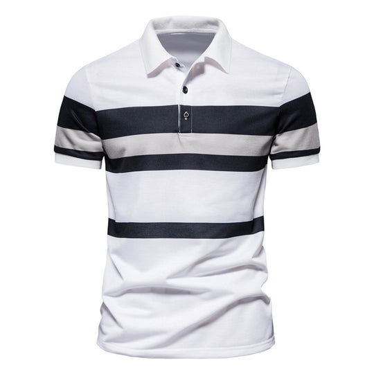 Herren Poloshirt mit modernem Streifenmuster und atmungsaktiver Baumwolle EB
