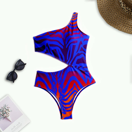 Damen asymmetrischer Cut-Out Badeanzug EB