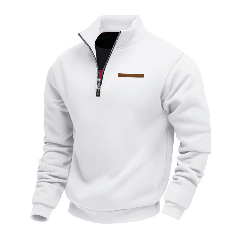 Herren nan Halbzip-Sweatshirt aus schwerem Fleece mit Stehkragen und verdeckter Brusttasche EB