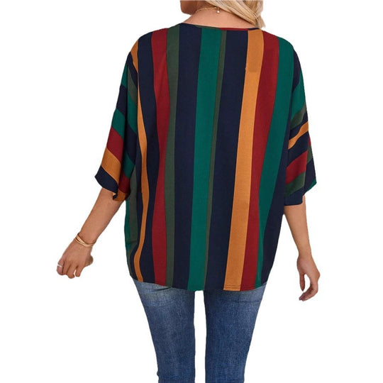 Damen farbenfrohes gestreiftes Oberteil EB