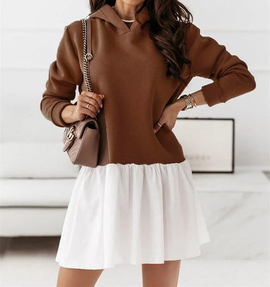 Damen lässiges Sweatkleid mit Kapuze EB