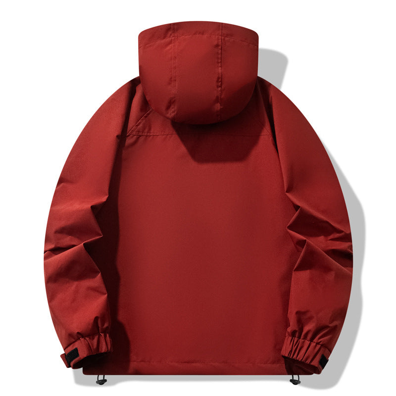 Herren wasserabweisende Outdoor-Jacke mit verstellbarer Kapuze und funktionalen Reißverschlusstaschen EB