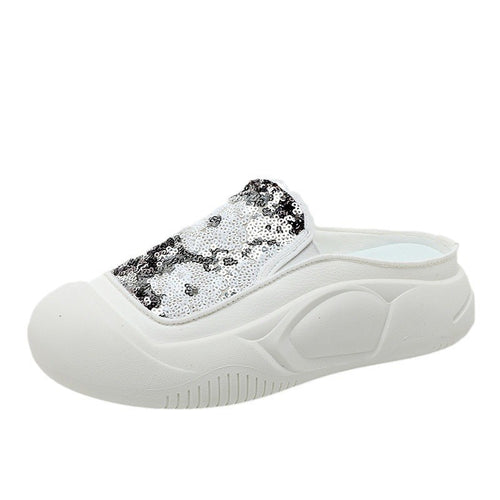 Damen modische Clogs mit schimmerndem Paillettenbesatz EB