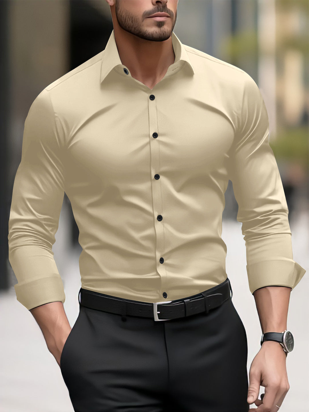 Herren Slim-Fit Langarmhemd mit modernem Schnitt und eleganten Akzenten EB