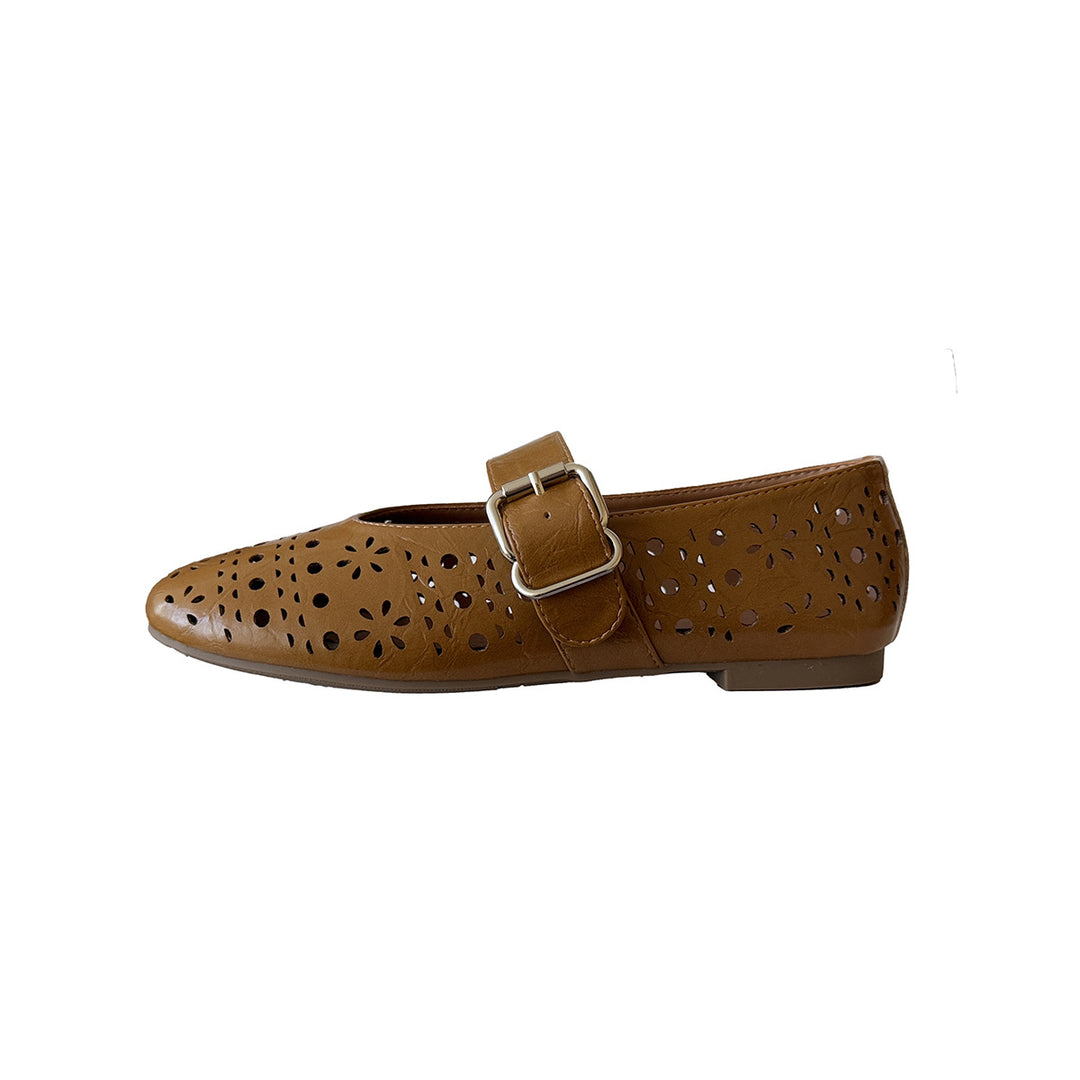 Damen Ballerinas mit hochwertiger Metalloberfläche und dekorativem Riemchen EB
