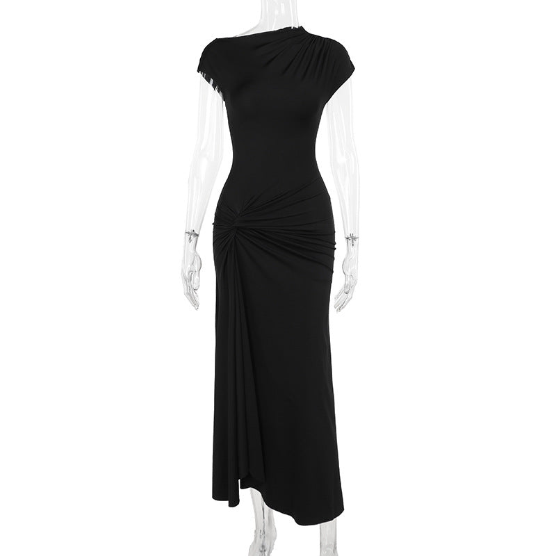 Damen Elegantes Langarm-Maxikleid mit hohem Schlitz EB