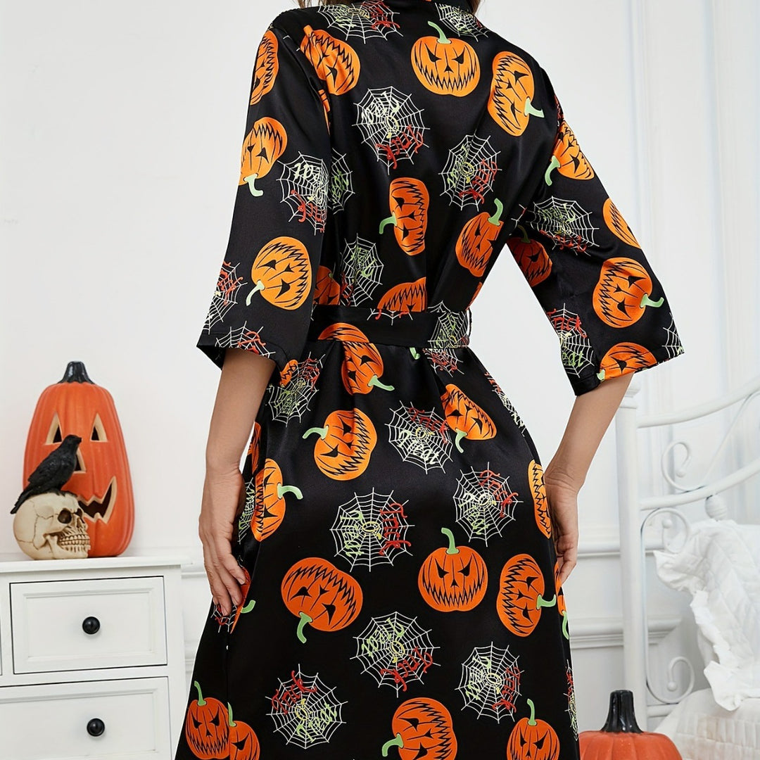 Damen-Halloween-Themen-Satin-Robe mit Gürtel Heidi-Mode