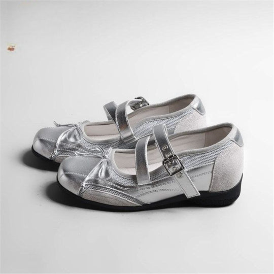 Damen Bequeme Mary-Jane-Ballerinas mit verstellbarem Schnallenriemen und rutschfester Gummisohle EB