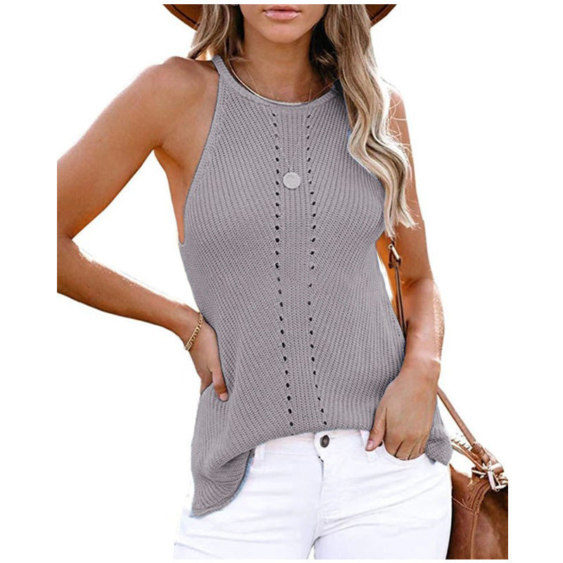 Damen ärmelloses Stricktop mit Struktur EB
