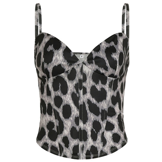 Damen figurbetontes Oberteil mit Leopardenmuster EB
