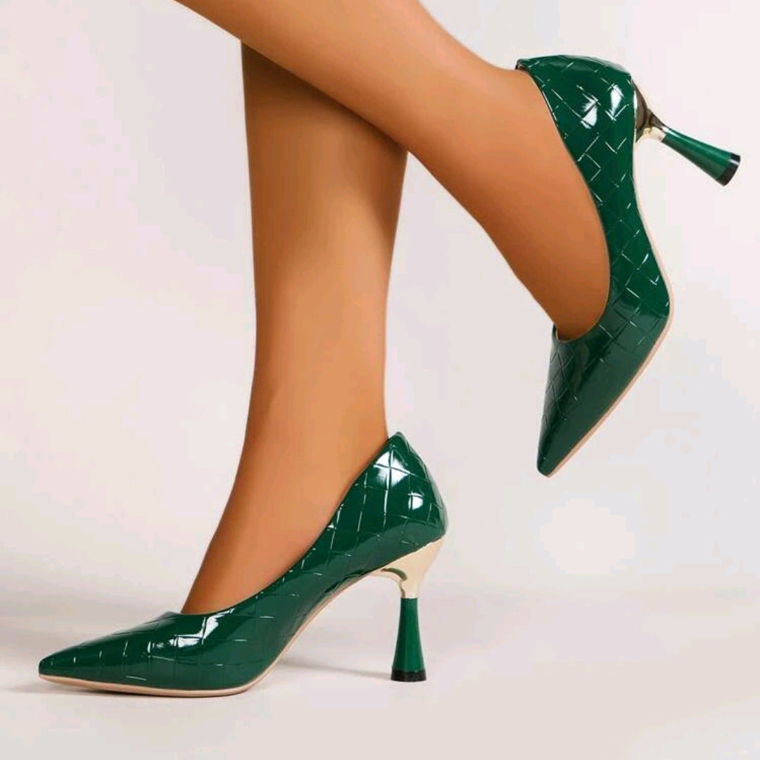 Damen elegante High Heel Pumps mit modernem Blockabsatz EB