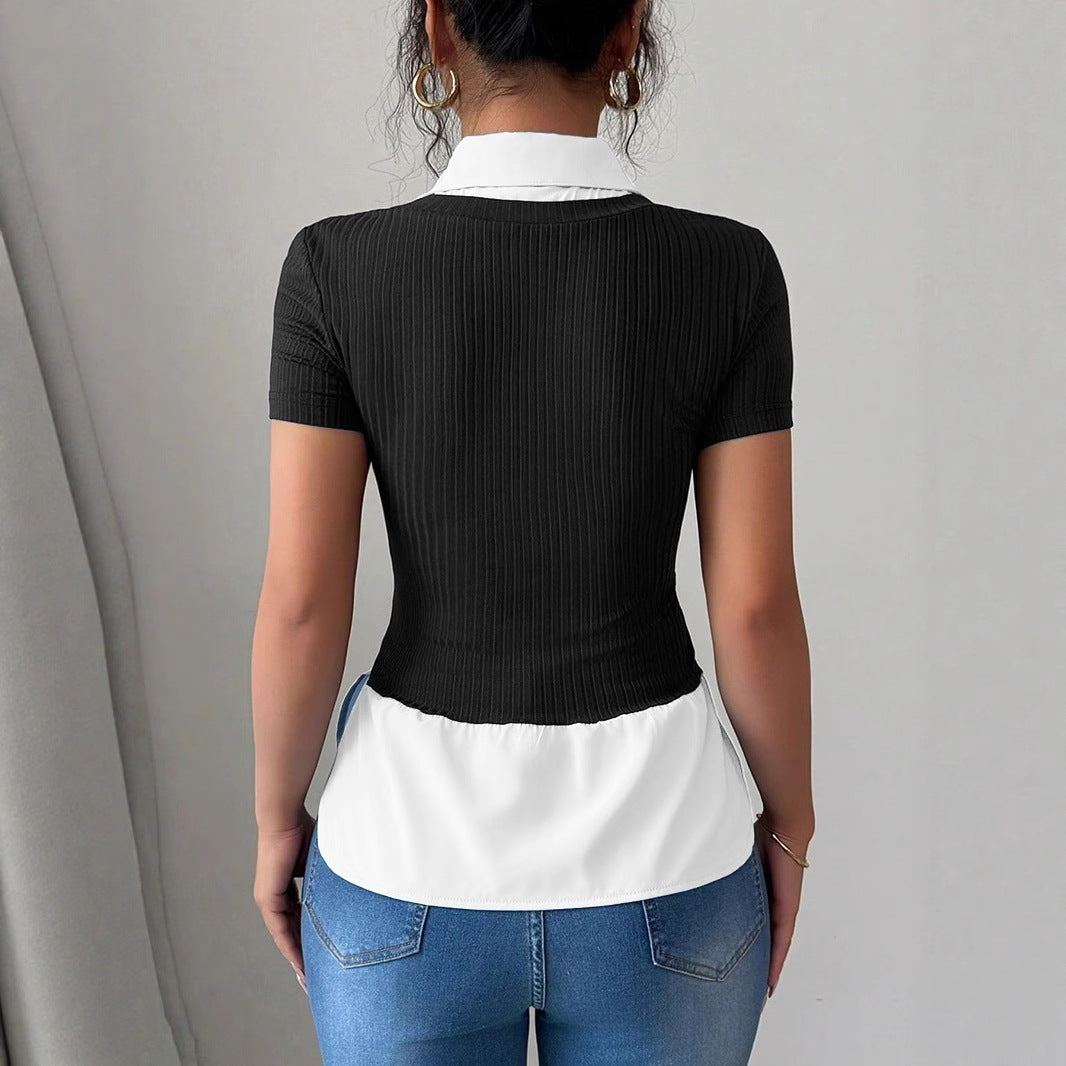 Damen Elegantes Oberteil mit fließendem Saum EB