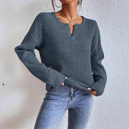 Damen Feinstrickpullover mit V-Ausschnitt und langen Ärmeln EB