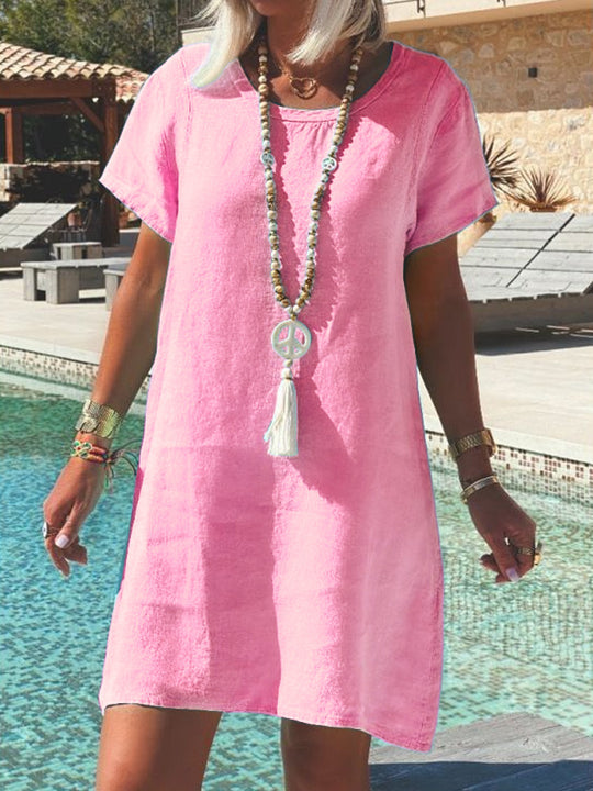 Damen Leichtes Strandkleid aus atmungsaktivem Leinen EB