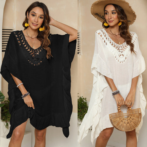 Damen eleganter kaftan mit feiner Häkelspitze EB
