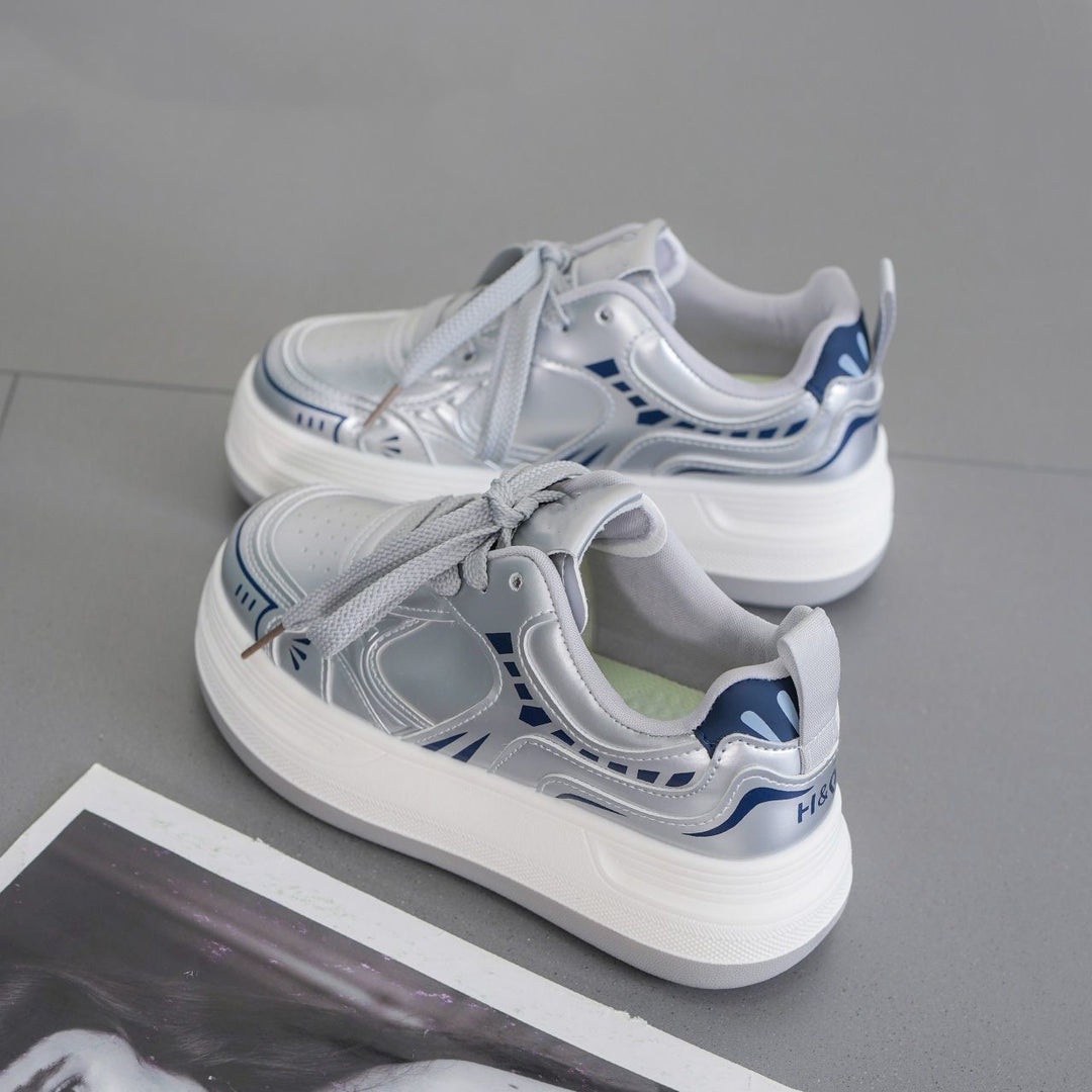 Damen Moderne Plateau-Sneaker mit metallic-Optik und dämpfender EVA-Zwischensohle EB