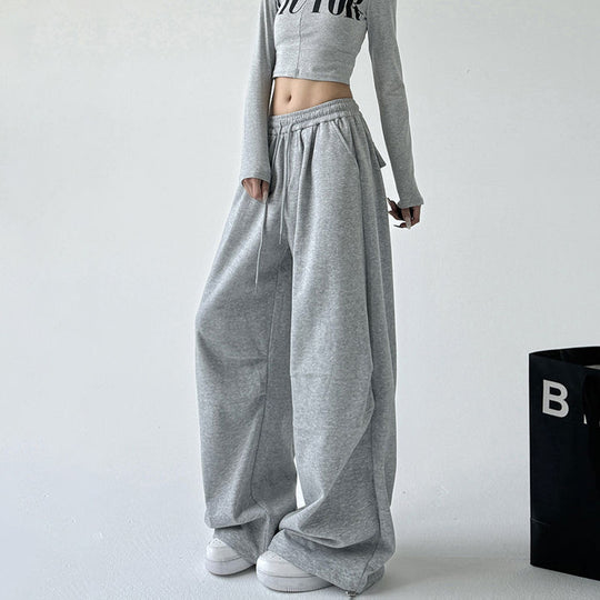 Damen nan weite Jogginghose mit extra weitem Bein und Kordelzugbund aus French Terry EB