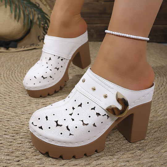 Damen Komfortable Clogs mit floraler Lochmusterung EB