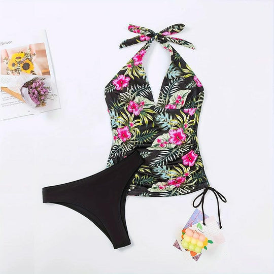 Damen Tankini-Set mit floralem Design und verstellbarem Halterneck EB