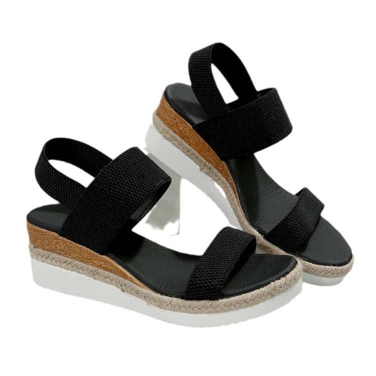 Damen Plateau-Sandalen mit dualem Riemen und entspannter Jute-Optik EB