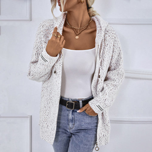 Damen kuschelige Strickjacke mit hohem Kragen und praktischem Reißverschluss EB
