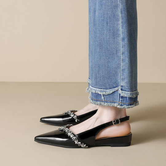 Damen Slingback-Pumps mit funkelndem Strassbesatz und elegantem Design EB