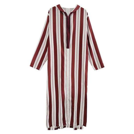 Damen nan langes Kapuzen-Hemdkleid mit frontalem Reißverschluss und senkrechtem Streifenmuster EB