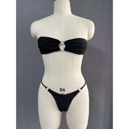 Damen Bandeau-Bikini mit elegantem Ringdetail und verstellbaren Trägern EB