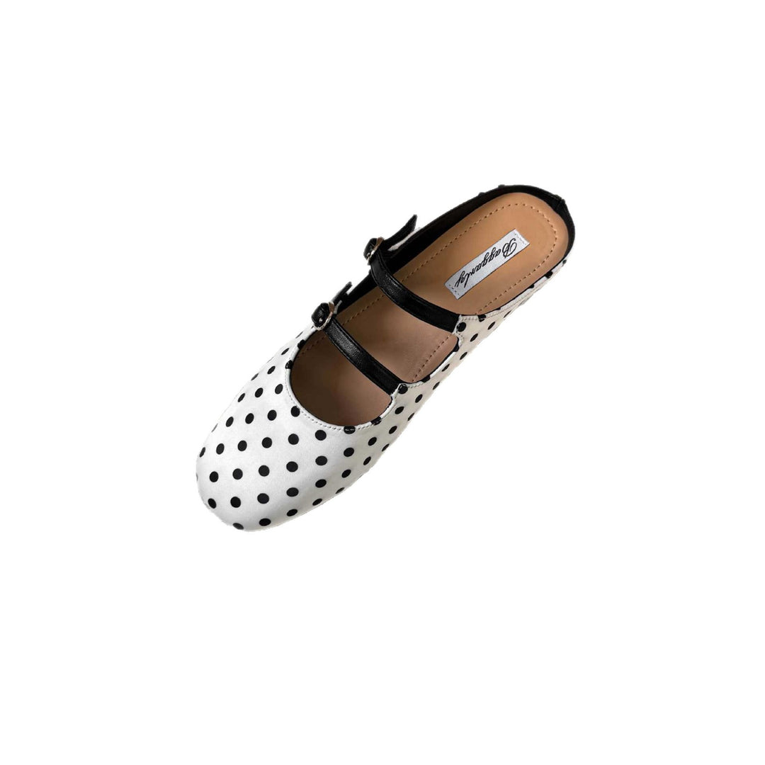 Damen Elegante Ballerinas mit dekorativen Schnallen und gepunktetem Design EB