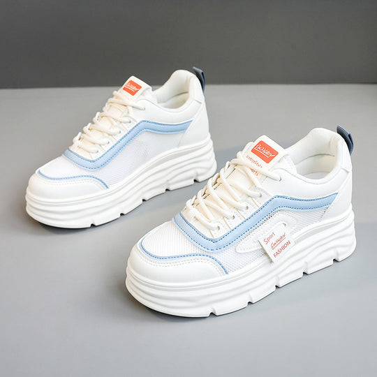 Damen Sportliche Plateau Sneakers mit atmungsaktivem Obermaterial und modischem Design EB