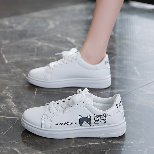 Damen Sneaker mit verspieltem Katzenmotiv und bequemer Sohle EB