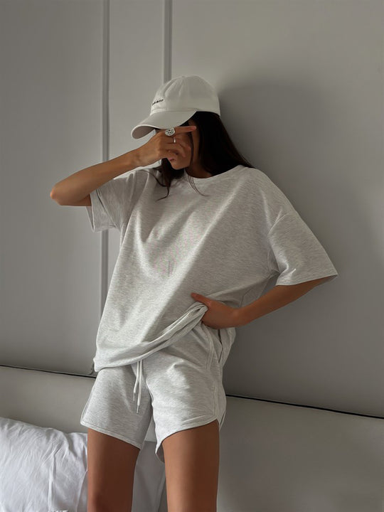 Damen lässiges T-Shirt und Shorts-Set mit lockerer Passform EB