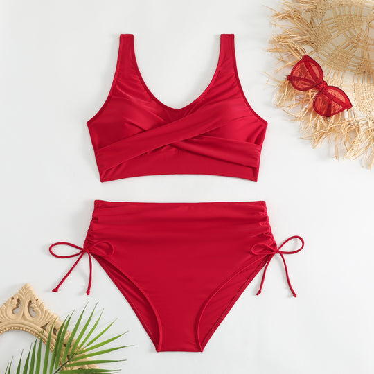 Damen Hochtailliertes Bikini-Set mit verstellbaren Trägern EB