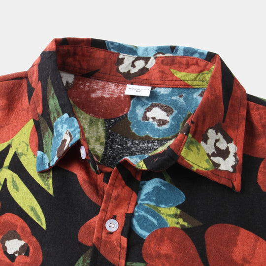 Damen Kurzarmhemd mit lebendigem Blumenmotiv und modernem Schnitt EB