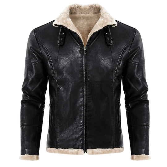 Herren eleganter Kunstlederjacke mit warmer Fütterung EB