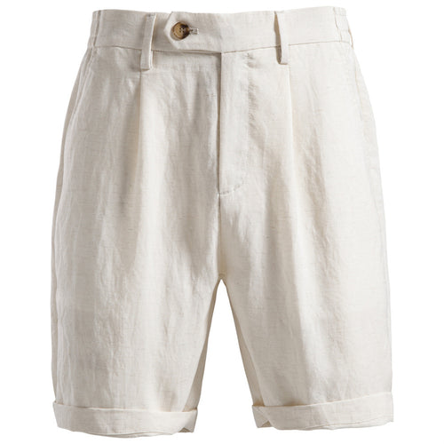 Herren nan lässige Leinenshorts mit Umschlag und Bundfalten EB