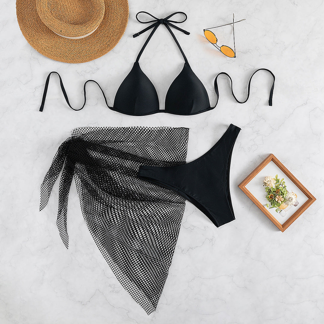 Damen Verführerischer Triangel-Bikini mit Netzrock EB