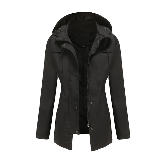 Damen wetterfeste Freizeitjacke mit verstellbarer Kapuze EB