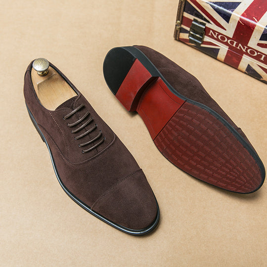 Herren elegante Veloursleder Oxford-Halbschuhe mit Kaptoefen-Detail, gepolstertem Komfortfußbett und rutschfester Gummisohle EB